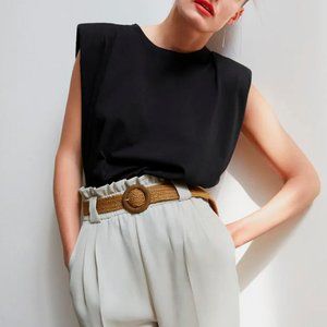 ZARA PANTS WICH RAFIA BELT